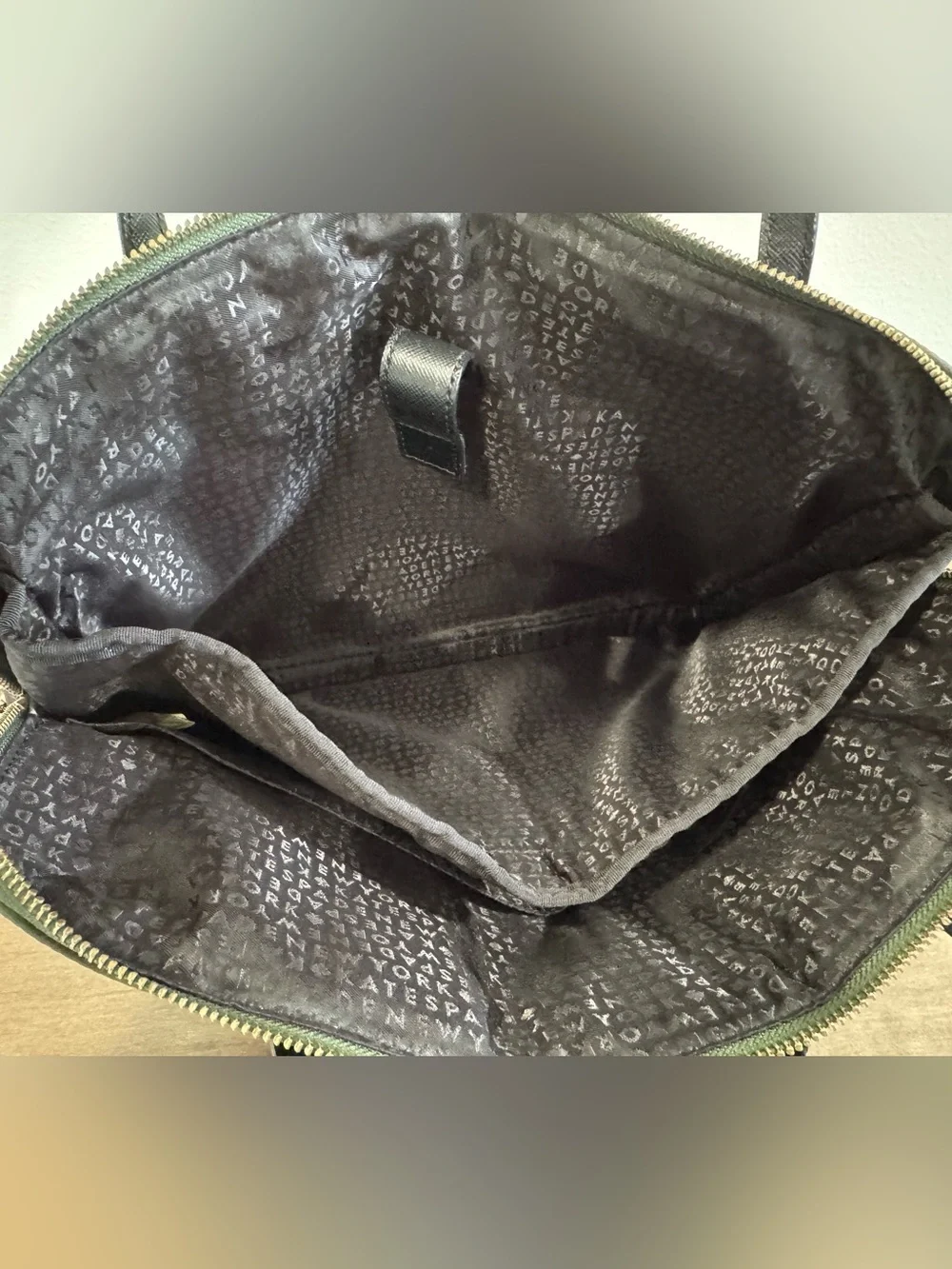 kate spade Olive Green Nylon Laptop Bag with Black Handles